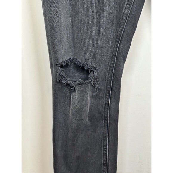 Agolde Nico High Rise Slim Straight Denim Jeans Distressed Cassette Black Sz 25 - Picture 4 of 10